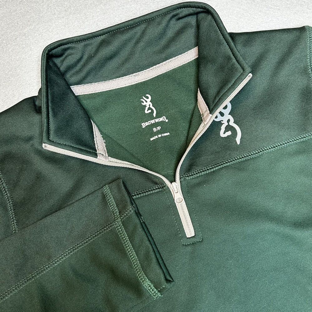 Browning Mens Small‎  Green Long Sleeve 1/4 Zip Pullover Fleece Lined Jacket NWT